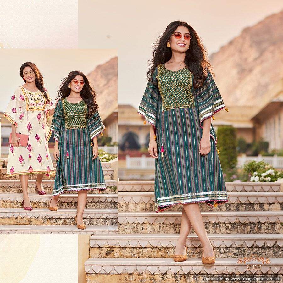 Cocktail 2 Stylish Fancy Ethnic Wear Cotton Kaftan Kurti Collection